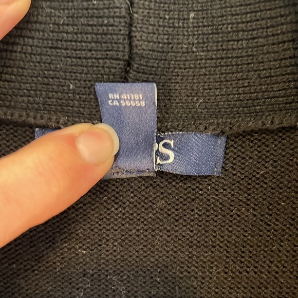 Chaps Womens Knit Wrap Black Sweater Dress Belted Adjustable Knee Length Large - Picture 11 of 16